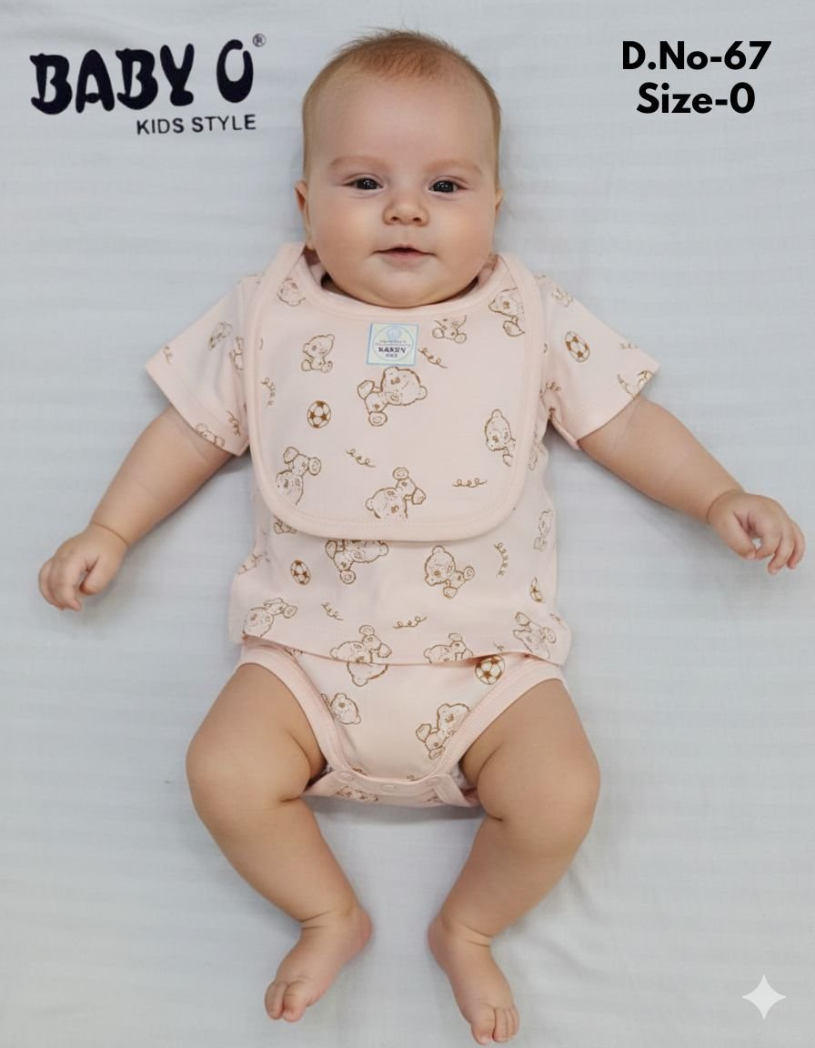 Top & Half Pant With Nappy & Bib