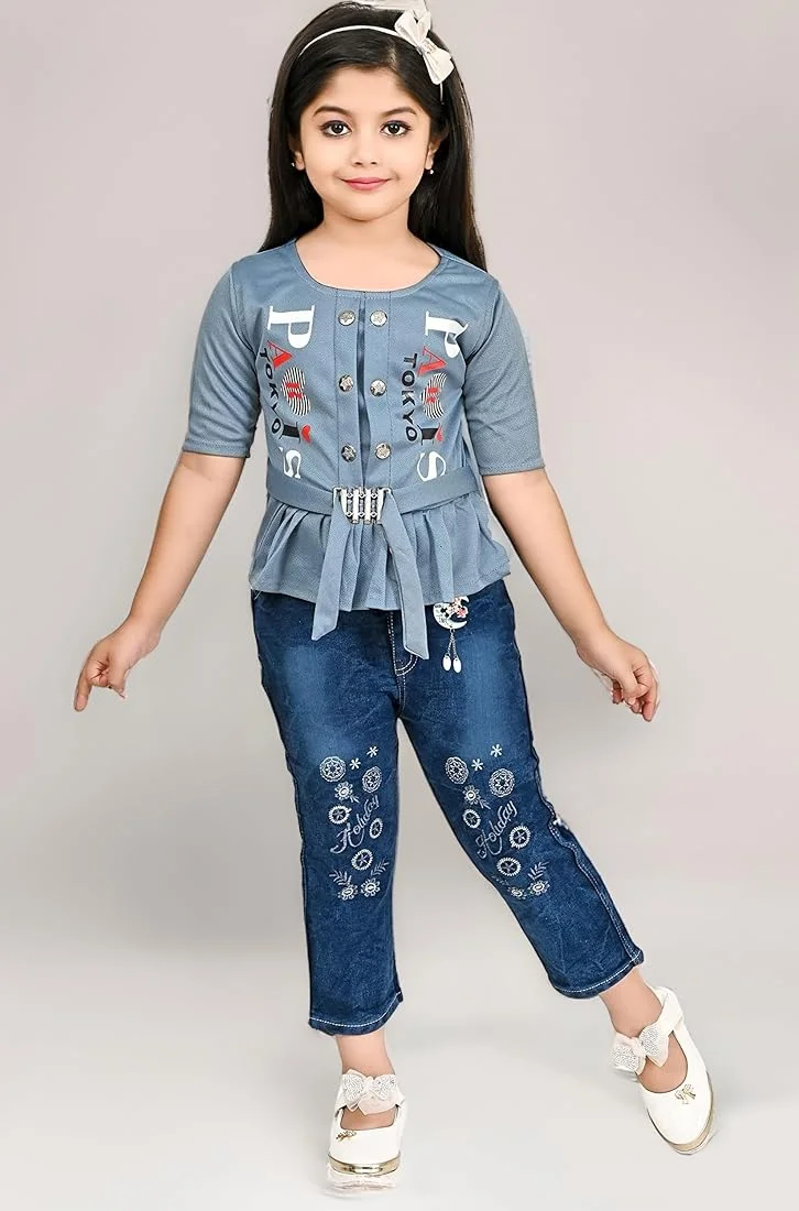 Top with Denim Pants