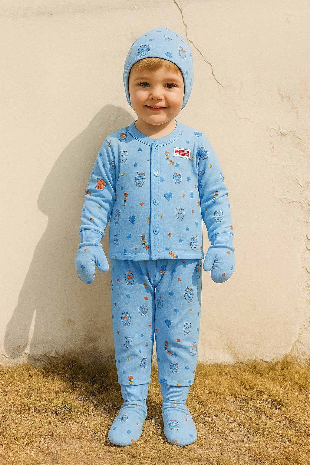 Top With Pant & Cap With Gloves Set